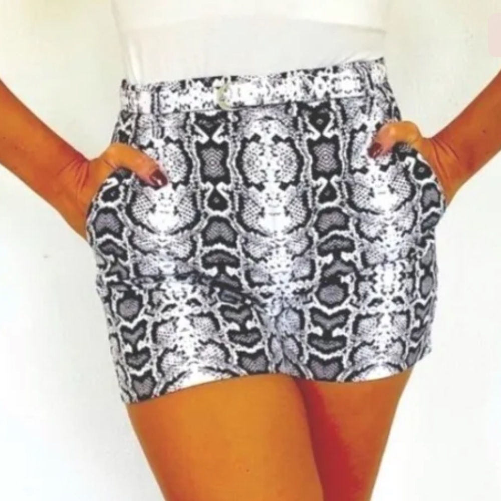 Snake Print Shortie High Rise Shorts